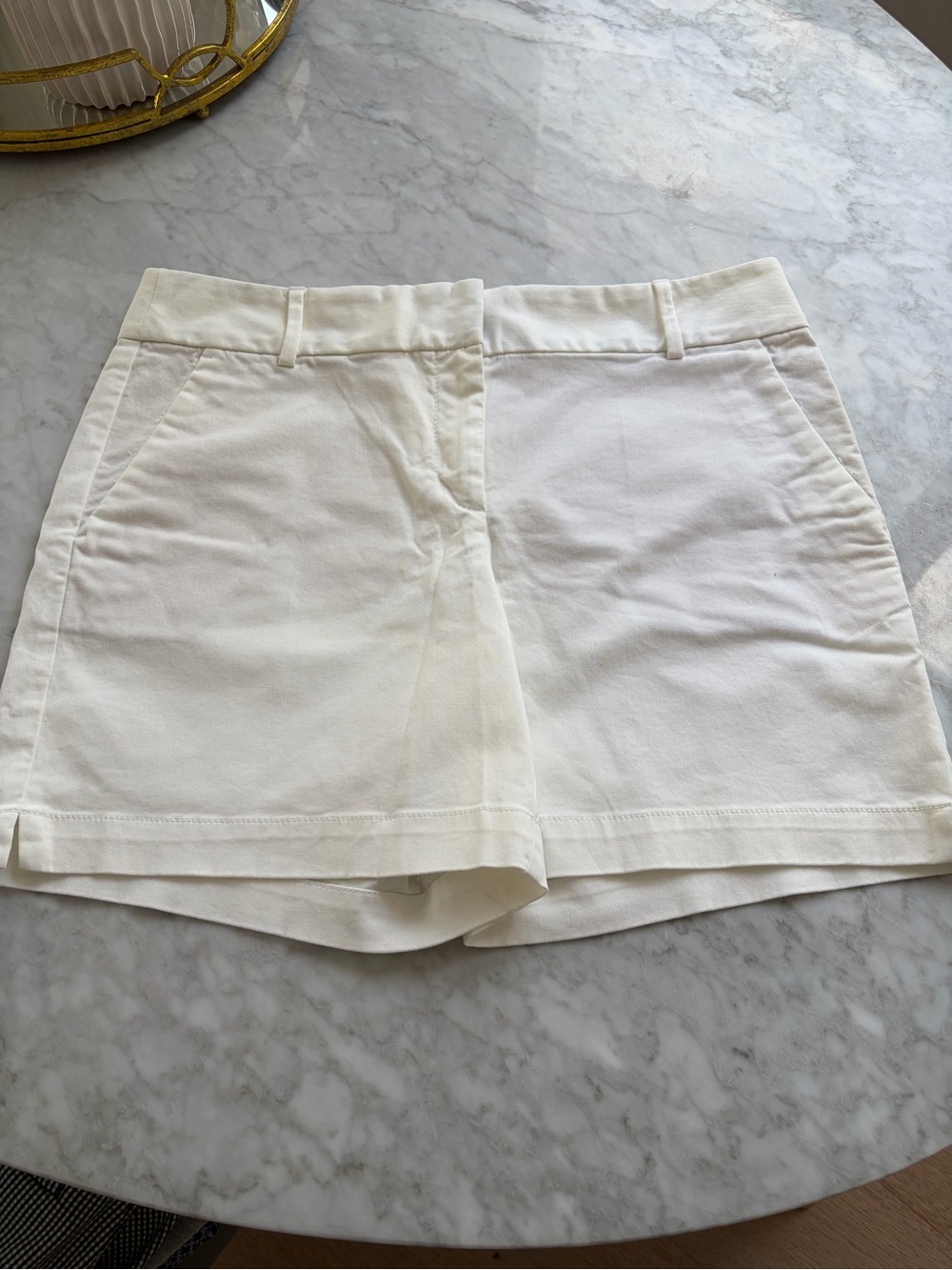 LOFT Cream High-Waist Tailored Shorts